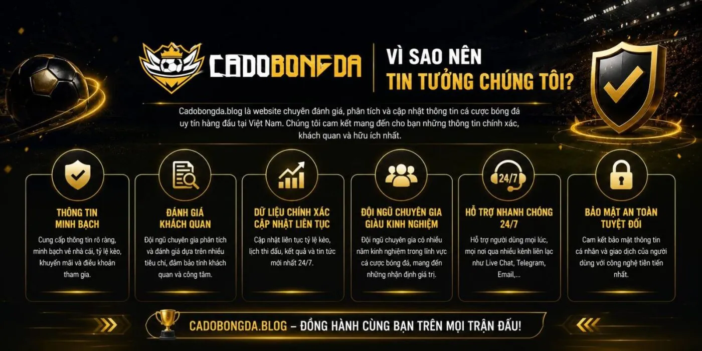 Cadobongda.blog cam kết cung cấp thông tin cá cược bóng đá khách quan và chuẩn xác
